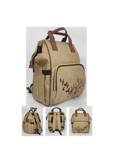 Bebek Bakım Çantası Organizatör Fonksiyonel Anne Bebek Bakım Sırt Çantası Bej Bej-kuş Bej