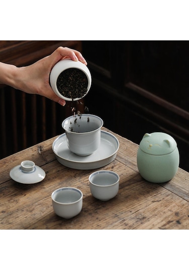 Açık Yeşil Tezgah, Kahve Ve Çay İçin Mutfak Teneke Kutu Şeker Seramik Teneke Kutu, Gevşek Yaprak Açık Yeşil