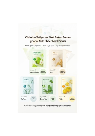 Yeşil Elma İçerikli Yaprak Maske Goodal Green Apple Pore Tightening Mild Sheet Mask