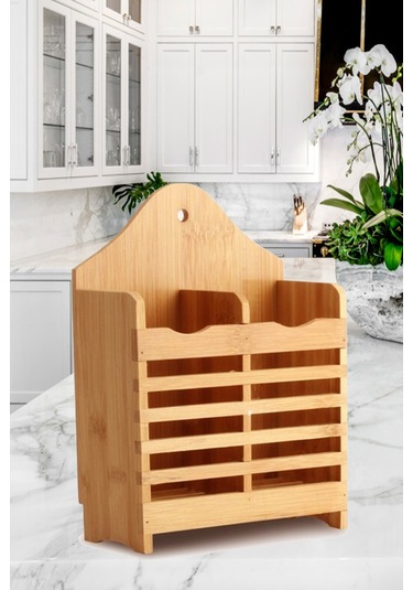 Bambu Dik Kaşıklık Bölmeli Bambu Diş Fırçalık