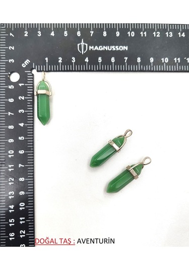 Piramit Doğal Taş Kolye Ucu Yeşil