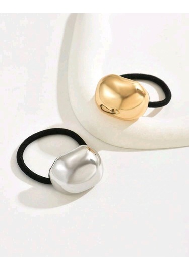 Okavango Kadın Printires Gold, Gümüş 2'li Yuvarlak Lastik Toka Seti Çok Renkli