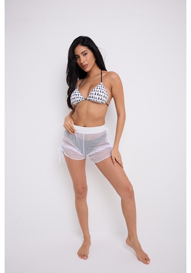 By Papi Büzgülü File Şort Beyaz