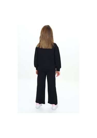 Toontoy Kız Çocuk Nakışlı Eşofman Takım Siyah