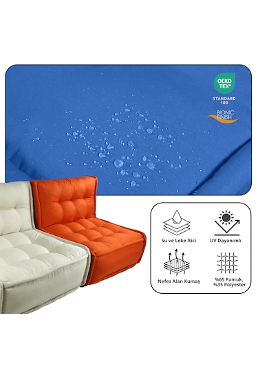 Xpermate Zen Sırtlı Minder İskandinav Tarzı Minder 80x60 Mavi