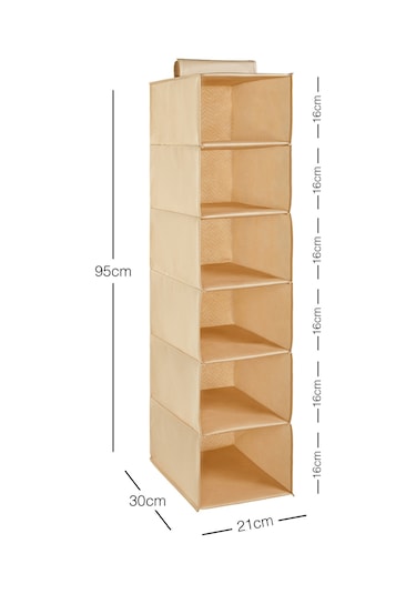 Ocean Home Textile 6 Katlı Bej Balıksırtı Dolap İçi Düzenleyici 21 x 30 x 95 cm
