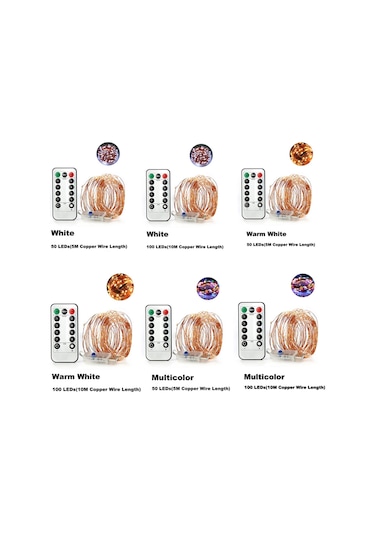 Yaozixa Usb Kumandalı 8 Modlu Led Işık Zinciri, Bakır Tel, 10m Islak Beyaz, Noel Halloween Düğün Dekorasyon Işığı Pil Dahil Değil Çok Renkli