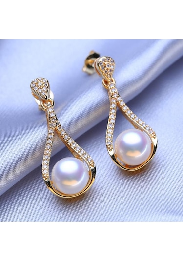 Beyaz Lsooyh Doğal Tatlı Su İncisi Kolye Kübik Zirkonya Çiçek Küpe Kadınlar İçin İnci Takı Setleri Beyaz