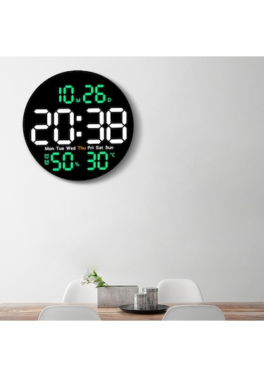 Homyl Led Duvar Saati, Dijital Saat, Çocuklar Yetişkinler Yeşil