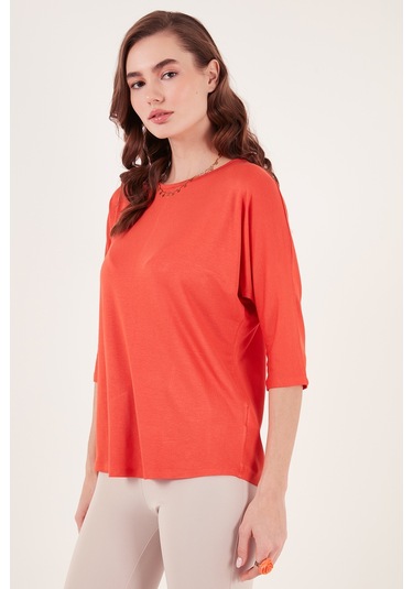 Lela Bisiklet Yaka Truvakar Kol Bayan Bluz 5861416Y Nar Çiçeği