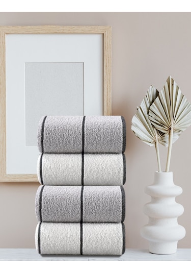 Eumenia Valona Hand 50 X 85 Cm 4'lü El Ve Yüz Havlusu Gri-krem Gri - Krem