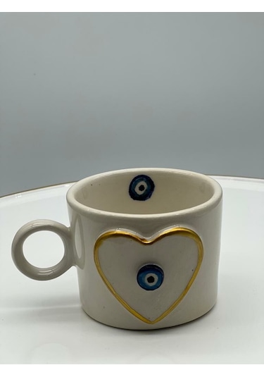 Altın Yaldız Kalp Nazar Fincan Mug