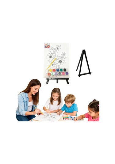 Çizimli Pres Tuval Seti 24 X 32 Cm Akrilik Boya + Fırça + Palet