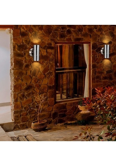 Maxled Gu10 Duylu Saten Çift Yönlü Silindir Bahçe Aplik Mx-2072 Diğer