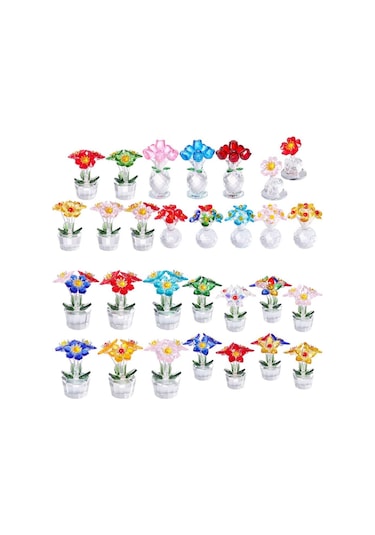 Şeffaf Taban Mini Cam Çiçek Heykeli Süsü Yapay Çiçek Figürin Yıl Dönümü Style 10