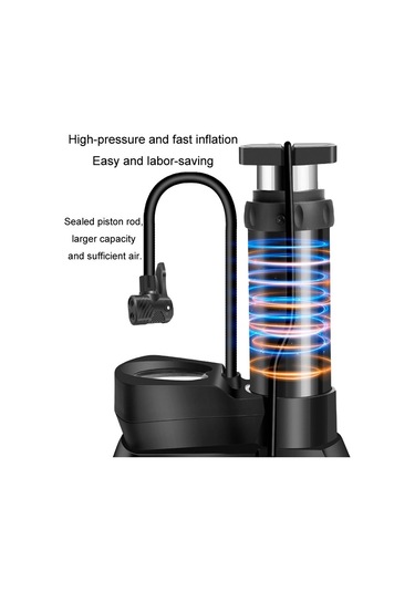 Araba / Motosiklet / Bisiklet Ayak Şişirme Kompresör & Hava Pompası İşaretçi Tipi Lastik Basıncı Algılama Ayak Şişirme Cihazı Siyah