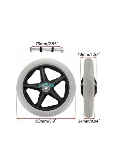 Novahub 2 Adet 6'lık Gri Yedek Lastik Tekerlek Sandalye/yürütücü İçin -