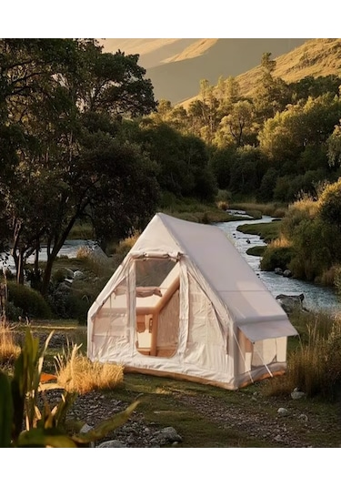 6 Kişilik Şişme Kamp Çadırı 4 Mevsim Deniz Çadır Oxford Kumaşlı P Bej