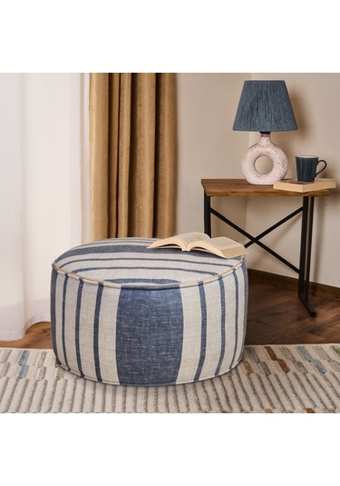 Just Home Nautical Puf - Mavi / Krem - 36x56x56 Cm Mavi / Krem