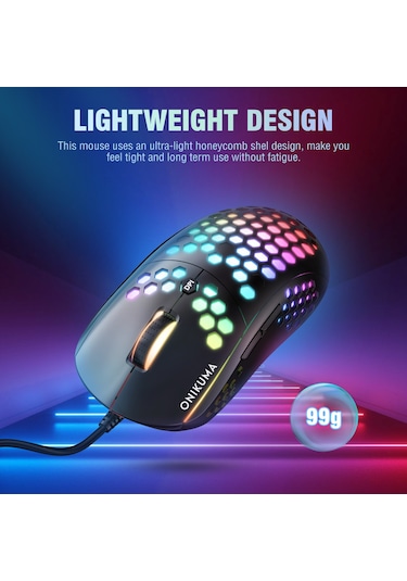 Onikuma CW903 RGB Aydınlatmalı Kablolu Optik Oyuncu Mouse