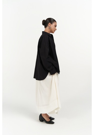 Josie Oversize Siyah Gömlek Siyah