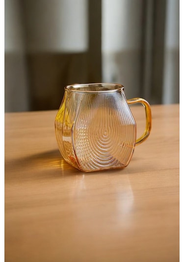 Qerhome Borosilikat Cam Amber Salyangoz Desenli Bardak 4 Adet 300 Ml Altın