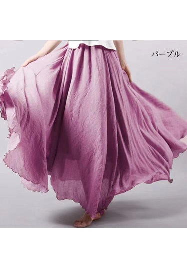 Yaz Sonbahar Kadın Etek Edebi Büyük Boy Pamuk Keten Yarım Etek Elastik Bel Keten A-line Etek Uzun Bölüm Saf Renk Rüzgar Salıncak Etek Fuşya