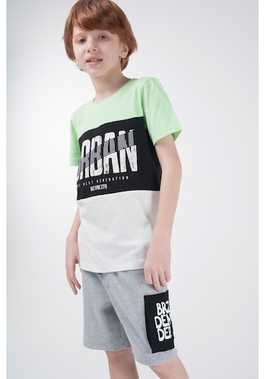Brz Kids Kontrast Renkli Baskılı Erkek Çocuk Kısa Kollu T-Shirt Çok Renkli