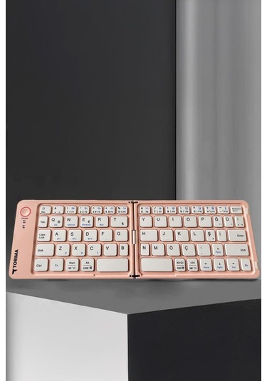 Torima TK-08 Pembe Kablosuz Katlanabilir Şarjlı Taşınabilir Mini Bluetooth Klavye