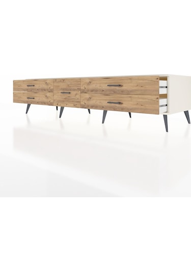 Kronos Tv Ünitesi 5 Çekmeceli 220x59x51 Aytaşı-çam Atlas Çam/atlas Çam - Aytası
