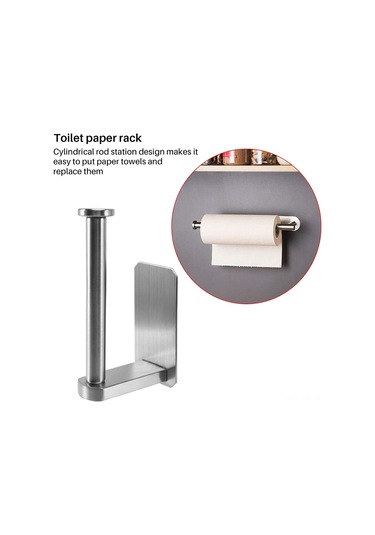 Ximistore9 Banyo Tuvalet Kağıdı Tutucu, 304 Paslanmaz Çelik, Delmezsiz Kurulum, Silindirik Çubuk Tasarımı, Dayanıklı Ve Kolay Bakım Gümüş