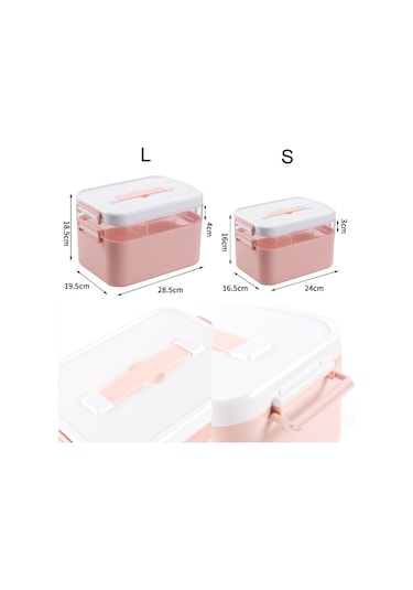 Sones Ev Tipi Taşınabilir Kozmetik Bitirme Saklama Kutusu Büyük Kapasiteli Aile Güvenliği Acil Durum Saklama Kutusu Çift Katmanlı İlaç Kutusu, Boyut: L-28,5x19,5x18,5 Cm Beyaz