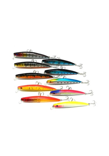 Hengjıa 10 Adet 3d Göz Balıkçılık Yem 11g/11.5 Cm Minnow Cazibesi Isca Yapay Çin Sert Çarpık Balıkçılık Bas Balık Mücadele