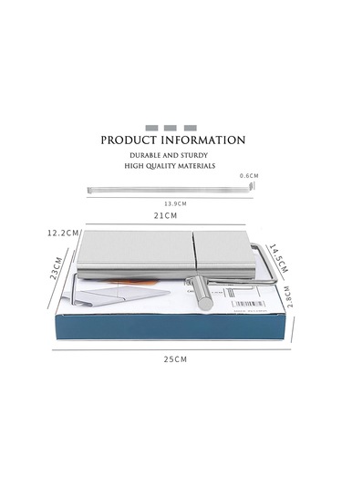Peynir Dilimleme Tereyağı Kesici Paslanmaz Çelik, Doğru Boyut Ölçeği İle Paslanmaz Çelik, 6 Yedek Telli Gümüş