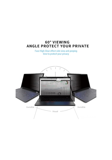 Mufunye 14 İnç 16:9 Dizüstü Bilgisayar İçin Manyetik Gizlilik Filtresi Ekran Koruyucu Pet Malzeme, 0.45mm Kalınlık