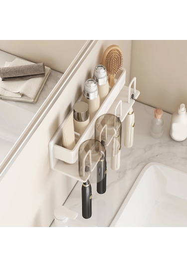 Metal Diş Fırçası Rafı Çok Fonksiyonlu Diş Fırçası Tutacağı Yumruksuz Diş 2-white With Cup Beyaz