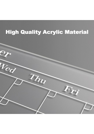 Reedark Akrilik Manyetik Buzdolabı Takvimi 40x30cm - Kuru Silme Özelliği, Kaliteli Malzeme, Planlama Ve Hatırlatmalar İçin Siyah