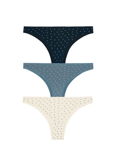 Kit İç Giyim Berrak 3'lü Desenli Kadın Brazilian Külot Çok Renkli