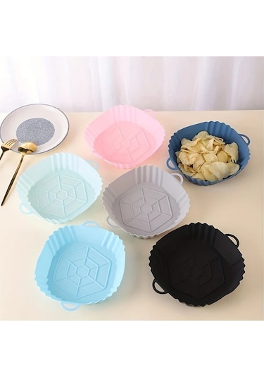 Maxaccess 3 Adet Katlanır Hava Fritözü Silikon Sepeti, Yapışmaz Pişirme Tepsisi, Isıya Dayanıklı İç Kap