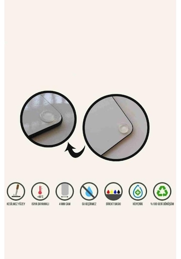 Kırmızı Üçgen Desenli Cam Kesme Tahtası - Cam Kesme Tablası 20