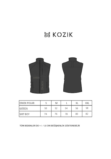Kozik 3 Çepli Günlük Rahat Fermuarlı Erkek Kolsuz Polar Yelek Siyah