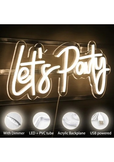 Let's Party Neon Led Tabela Beyaz