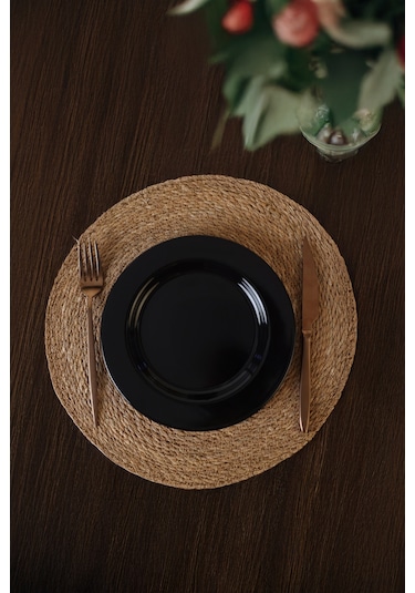 Keramika Siyah Assos Pasta Tabağı 22 Cm 6 Adet 650 Siyah
