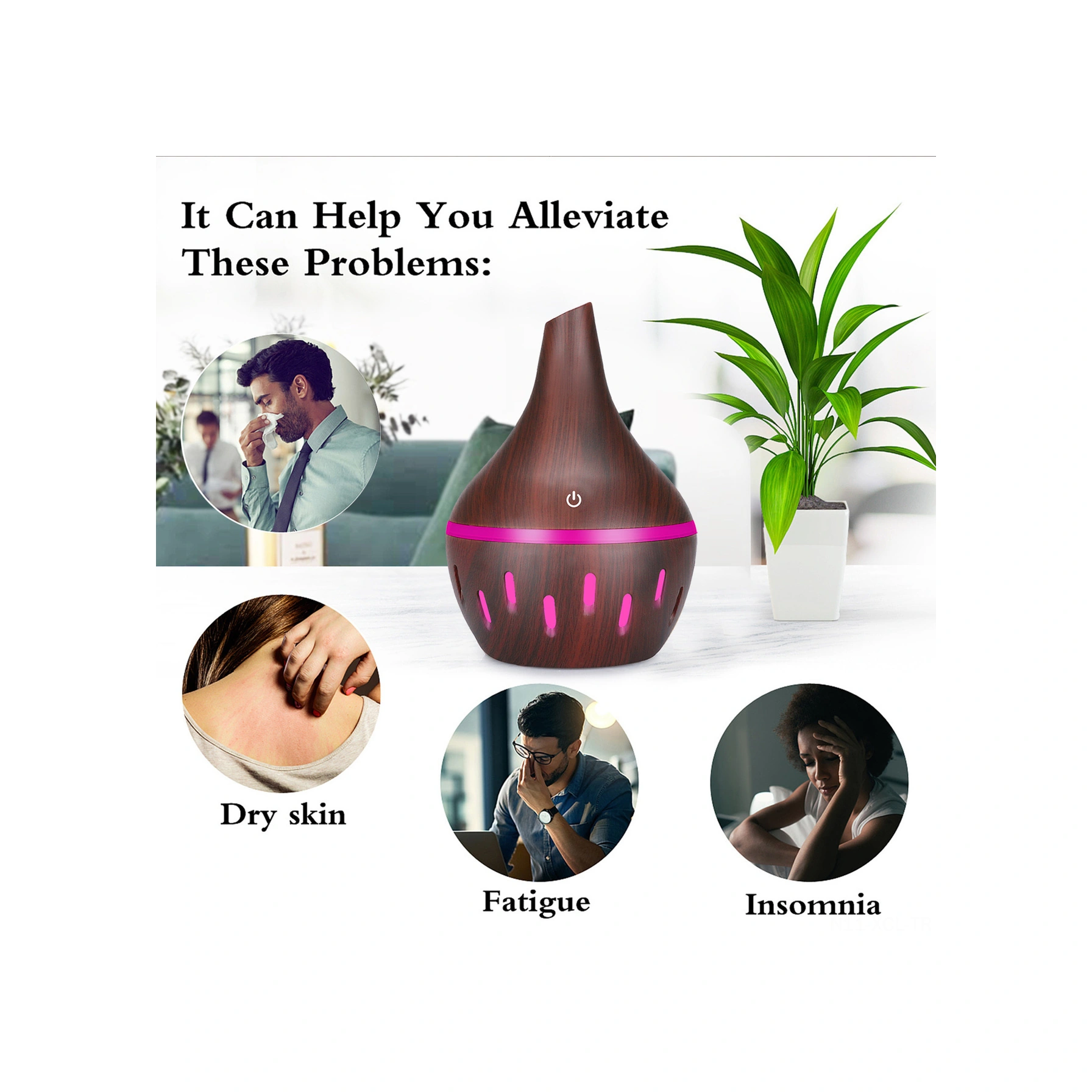 Konesam Gcvizuso 300ml Led Işıklı Aromaterapi Dağıtıcı - Usb Şarjlı, Sessiz Çalışma, Ev/ofis Uyumlu Nemlendirici Ve Koku Dağıtıcı