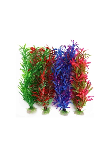 Akvaryum Dekor Plastik Bitki Karışık Renkli 35-50cm 1 Adet