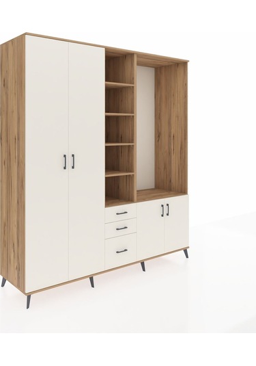 Kronos Dolap 13 Raflı 3 Çekmeceli 4 Kapaklı 220x59x243 Çam-aytaşı/aytaşı Aytası/aytası