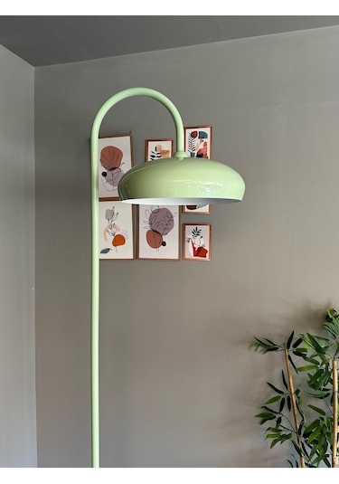 Mint Lambader Modern Dekoratif Metal Oturma Odası Çalışma Odası Zemin Lambası 6995 Yeşil