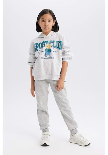 DeFacto Kız Çocuk Basic Düz Kalın Jogger Eşofman Altı D7009A824WNGR93 Gri
