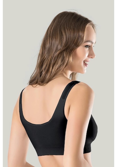 Melonika Kadın Siyah Kalın Askılı Çıkarılabilir Pedli Örme Seamless Dikişsiz Basic Büstiyer Çok Renkli