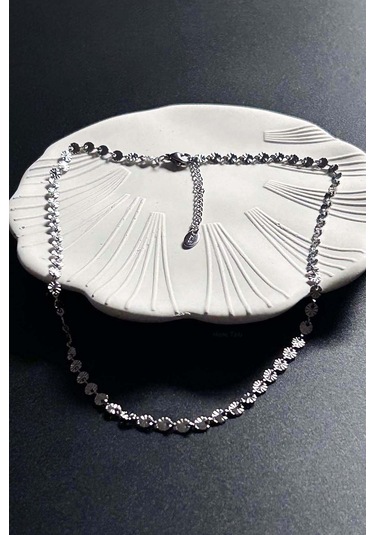 Paslanmaz Çelik Pul Kolye 416, Gümüş Rengi Gümüş